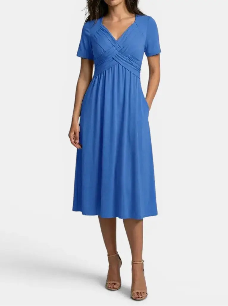 Women's Soft A-Line Midi Dress | Elegant Tummy Control Cocktail Wear