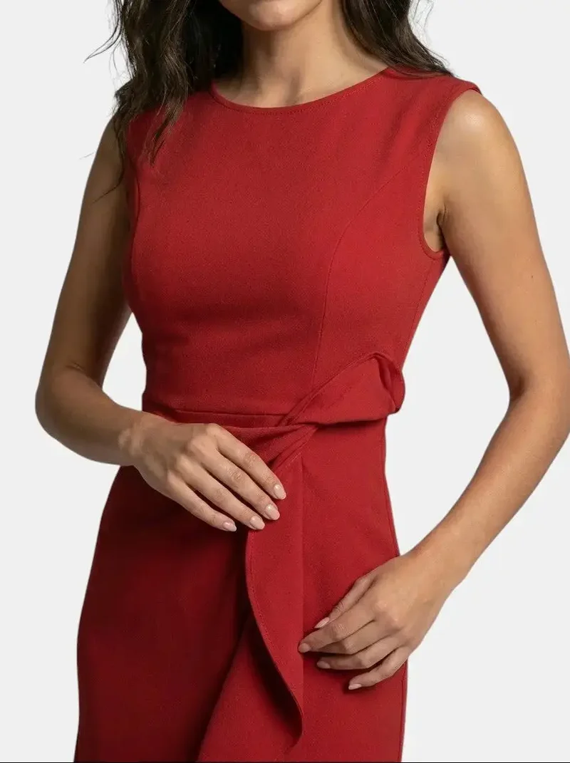 Women's Elegant Asymmetric Midi Dress | Sleek Sleeveless Cocktail Gown for Special Occasions