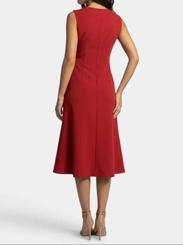 Women's Elegant Asymmetric Midi Dress | Sleek Sleeveless Cocktail Gown for Special Occasions