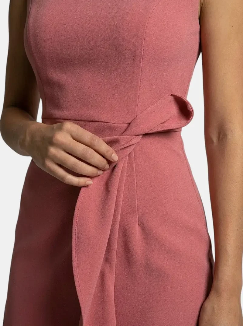 Women's Elegant Asymmetric Midi Dress | Sleek Sleeveless Cocktail Gown for Special Occasions