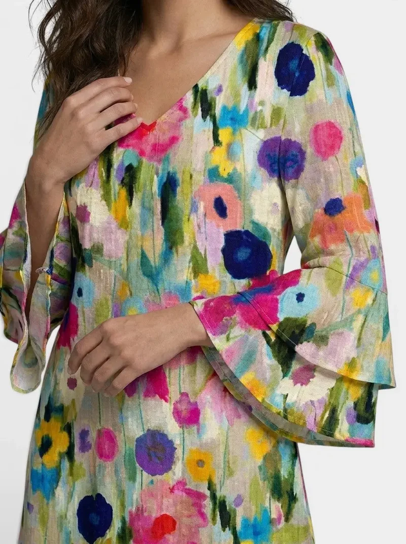 Women's Floral Print Mini Dress | Elegant V-Neck Summer Dress for Special Occasions