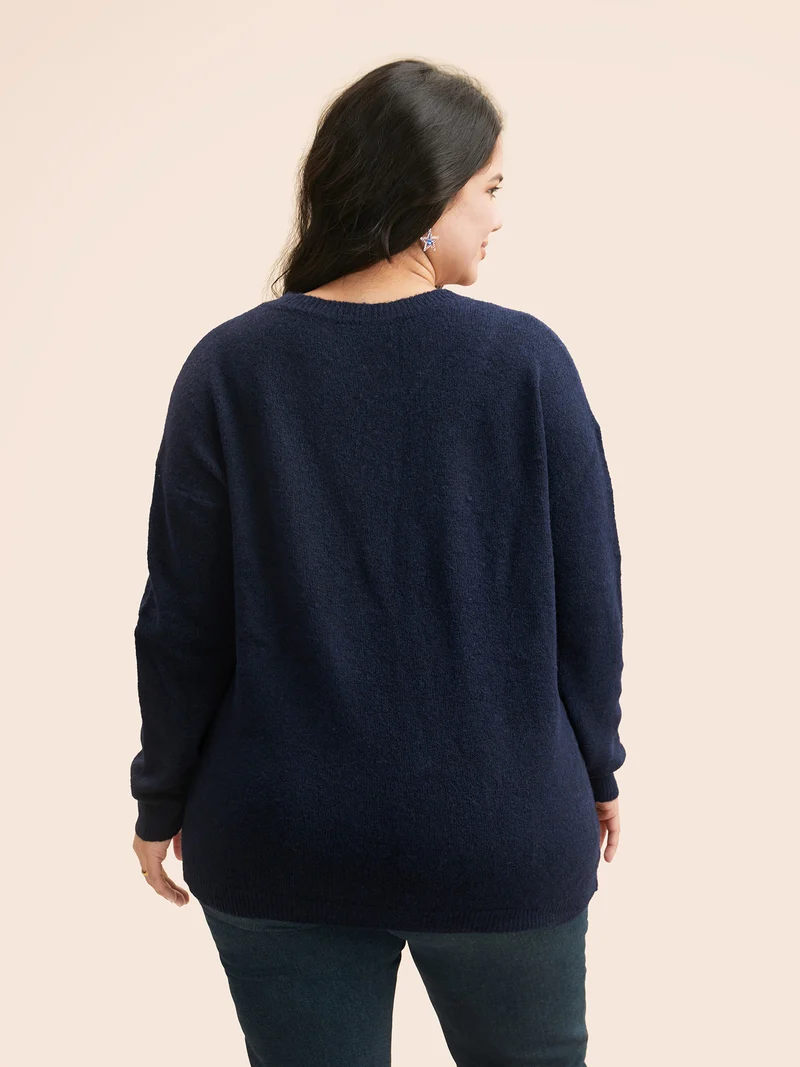 Star Jacquard Crew Neck Pullover