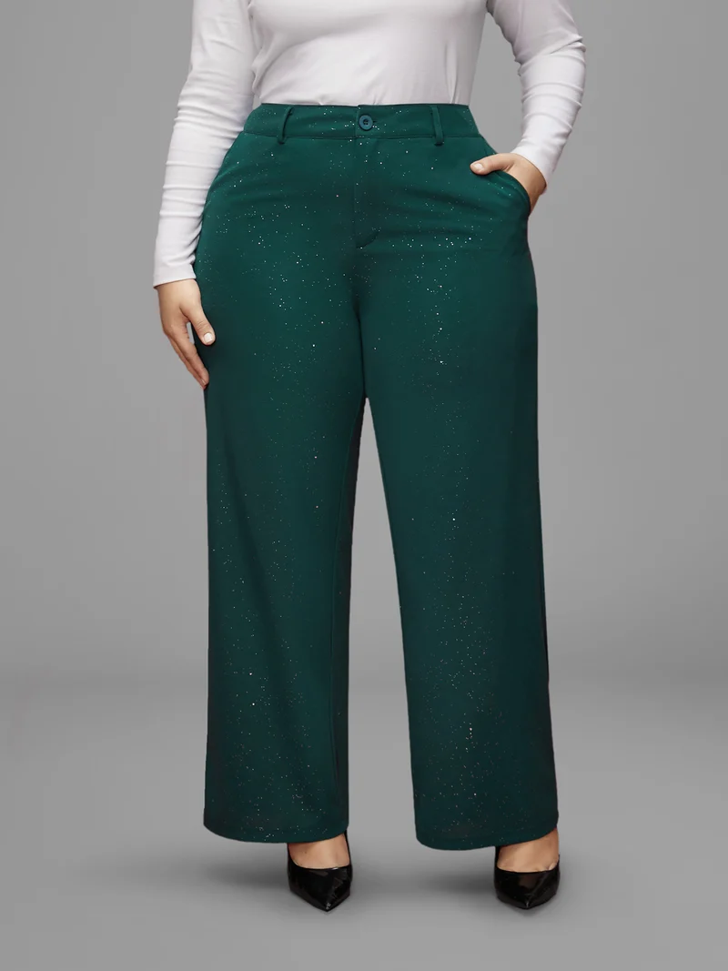 Sparkle Knit Wide-Leg Pants