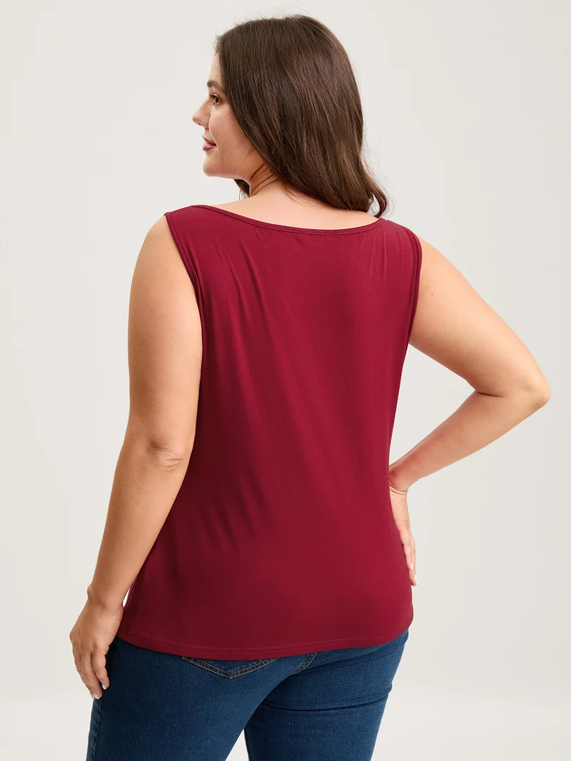 Two-Way Cowl Neckline Solid Tank Top