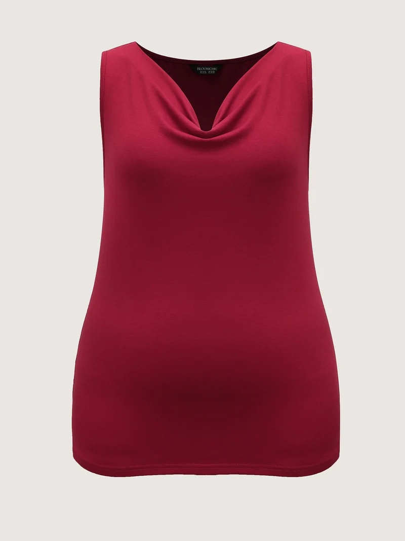 Two-Way Cowl Neckline Solid Tank Top