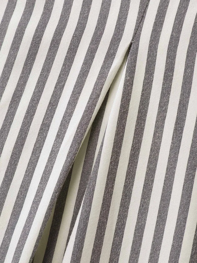 Striped Waist Belt Midi Shirt Dress