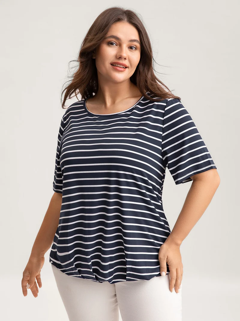 Striped Relaxed Fit Round Neck T-Shirt
