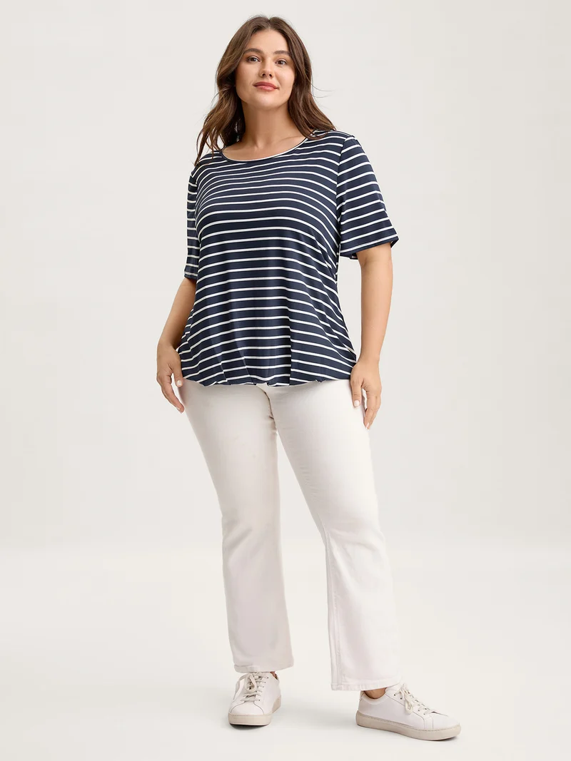 Striped Relaxed Fit Round Neck T-Shirt