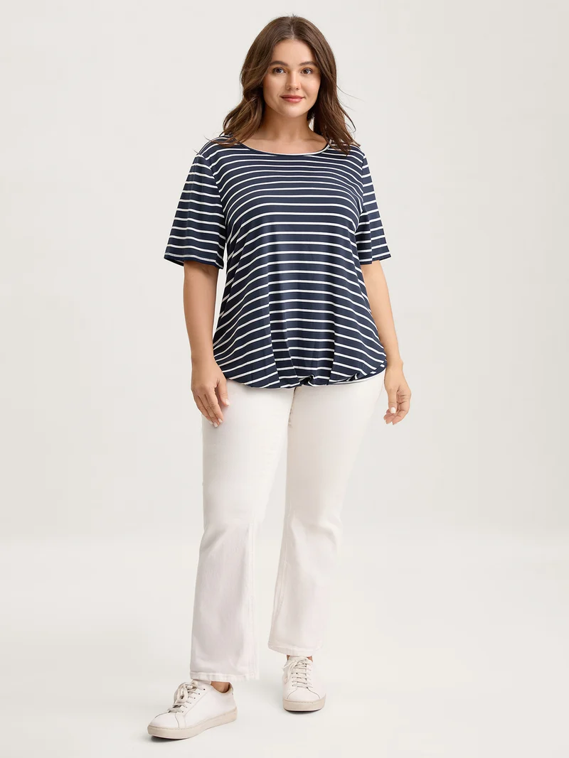 Striped Relaxed Fit Round Neck T-Shirt