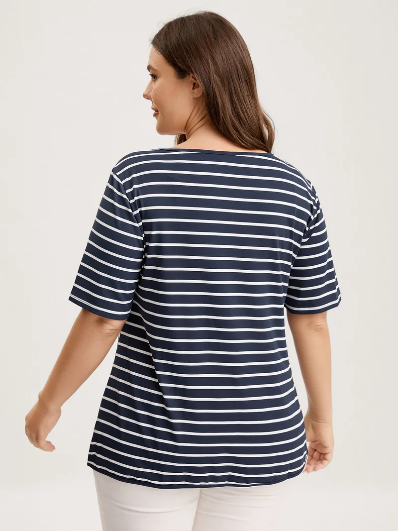 Striped Relaxed Fit Round Neck T-Shirt