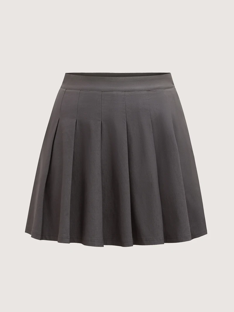 Pleated Solid Mini Skirt