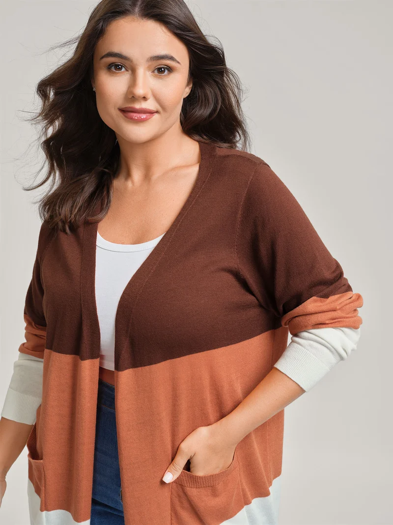 Supersoft Color Block Front-Open Lightweight Cardigan