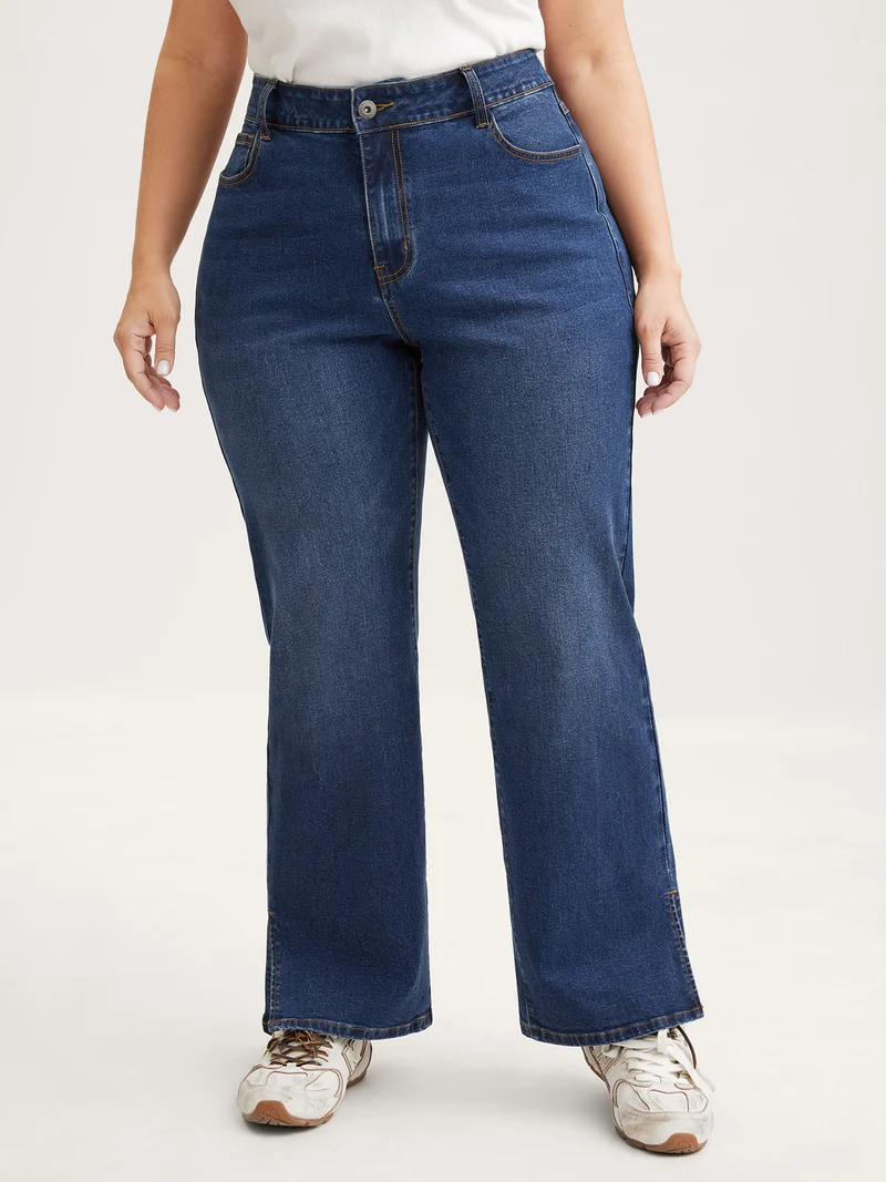 Vintage Split Hem Straight-Leg Jeans