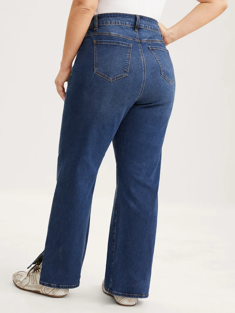 Vintage Split Hem Straight-Leg Jeans