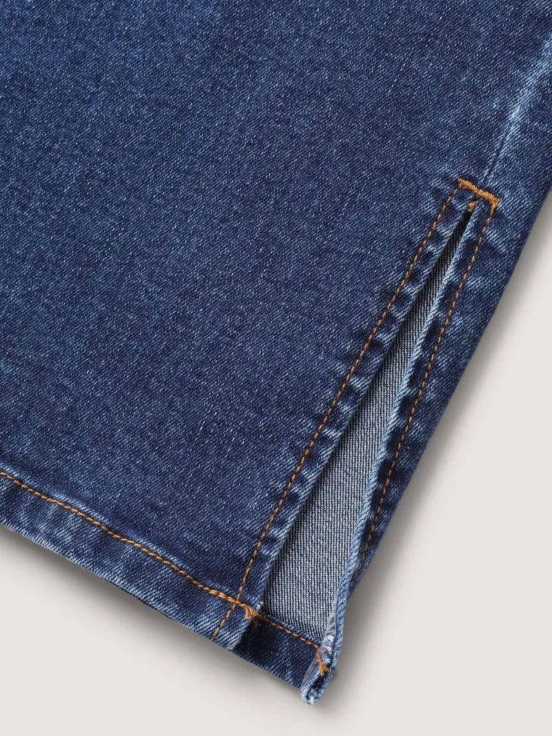 Vintage Split Hem Straight-Leg Jeans