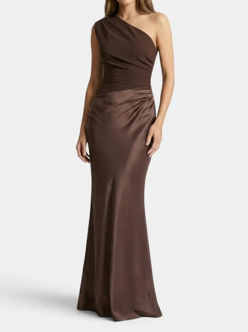 Women's Elegant Pleated Maxi Dress | Stylish One-Shoulder Formal Gown