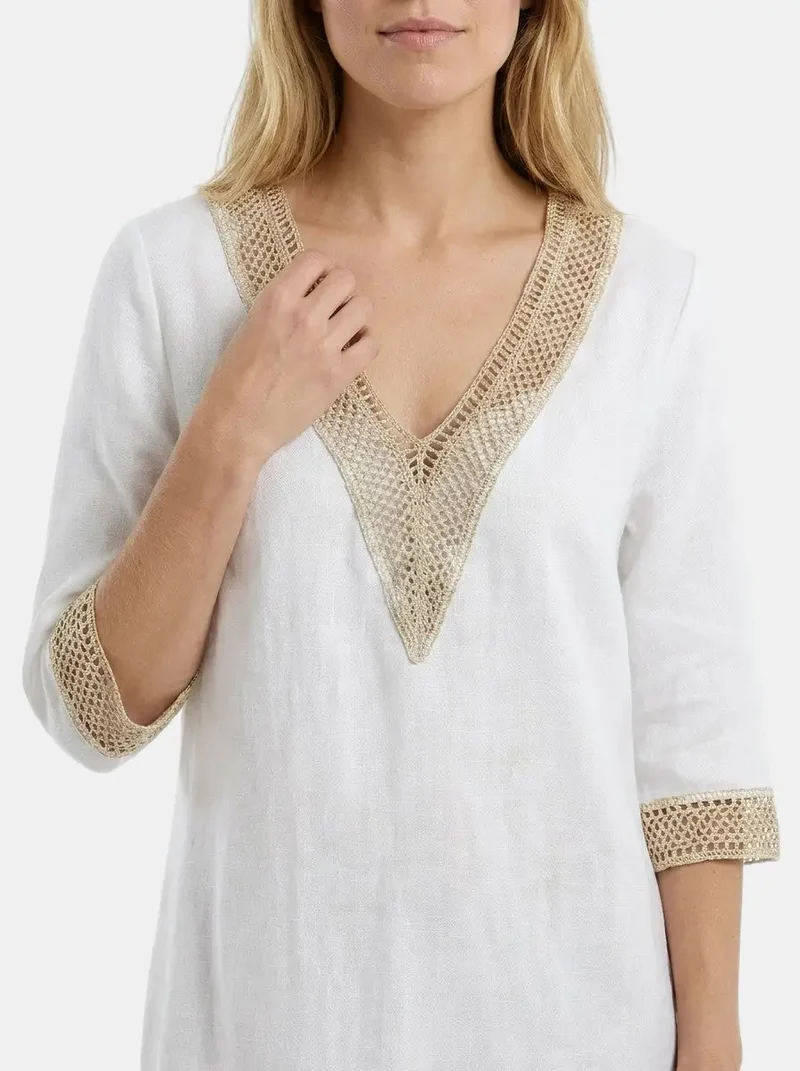 Women's Plain Woven Knee-Length Dress | Elegant Round Neck Short Sleeve Outfit