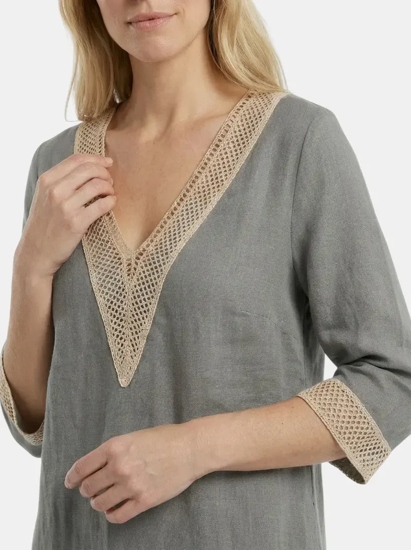 Women's Plain Woven Knee-Length Dress | Elegant Round Neck Short Sleeve Outfit