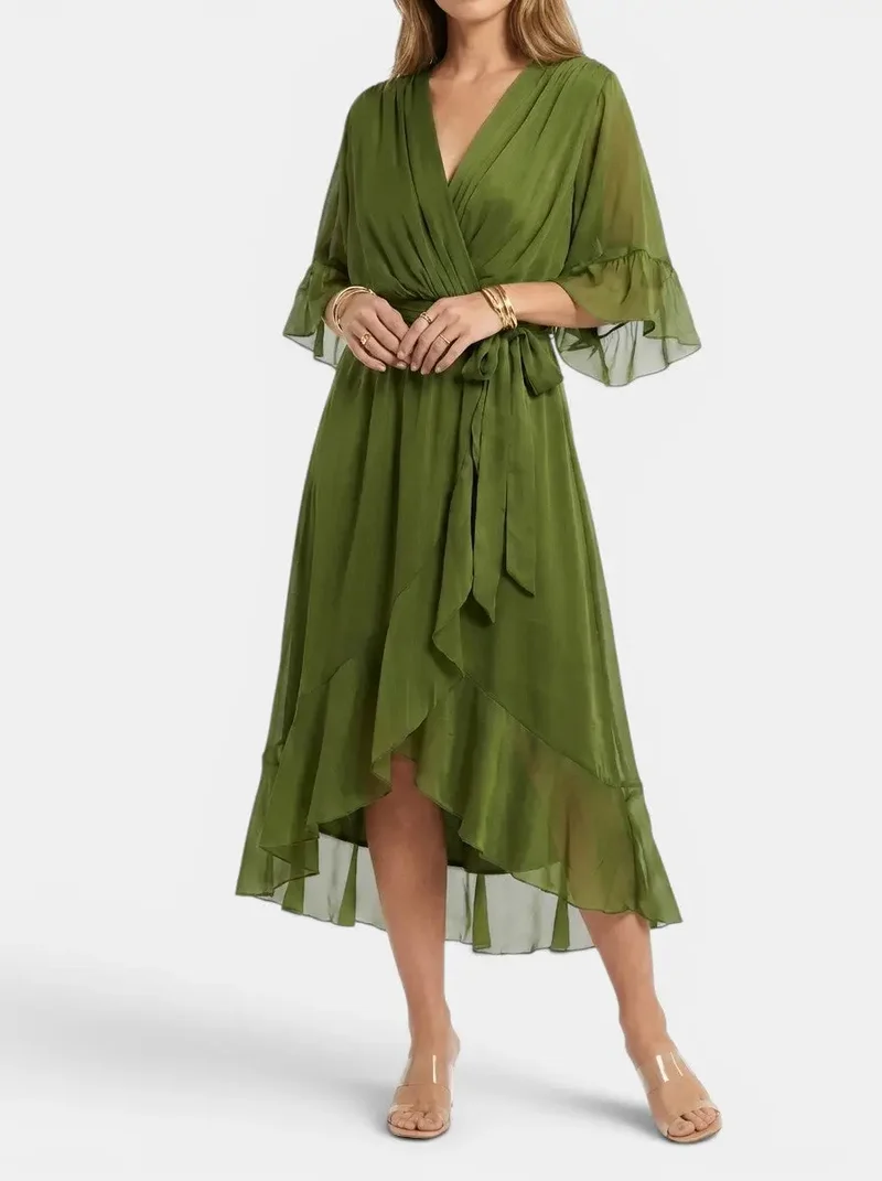 Women's Soft Fabric V-Neck Dress | Elegant Flattering Evening Gown