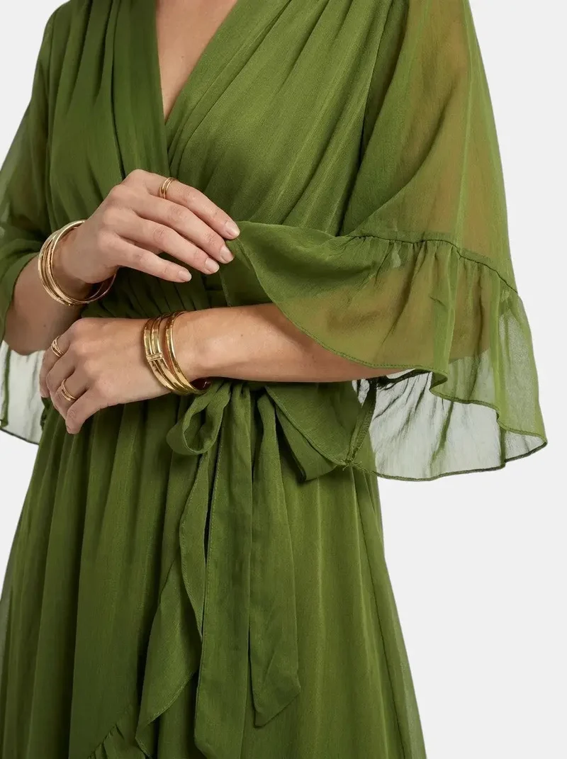 Women's Soft Fabric V-Neck Dress | Elegant Flattering Evening Gown
