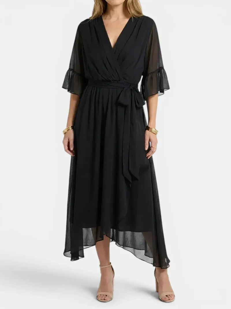 Women's Soft Fabric V-Neck Dress | Elegant Flattering Evening Gown