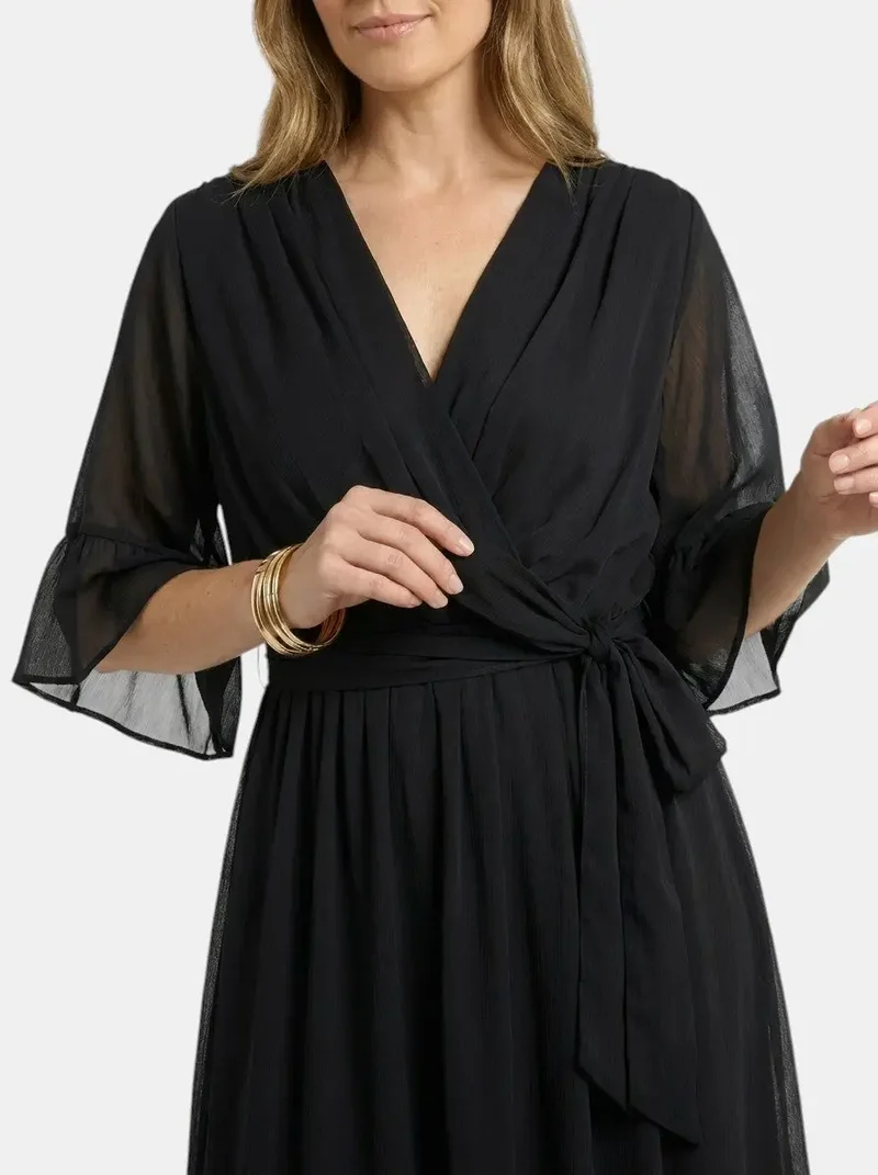 Women's Soft Fabric V-Neck Dress | Elegant Flattering Evening Gown