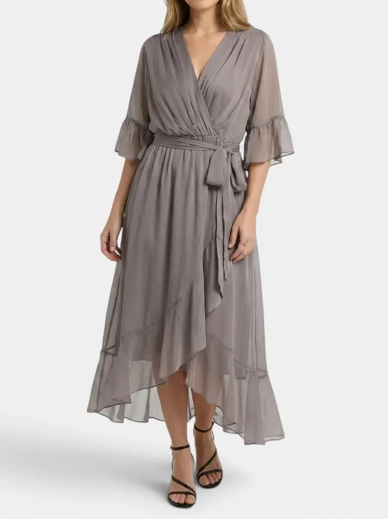 Women's Soft Fabric V-Neck Dress | Elegant Flattering Evening Gown