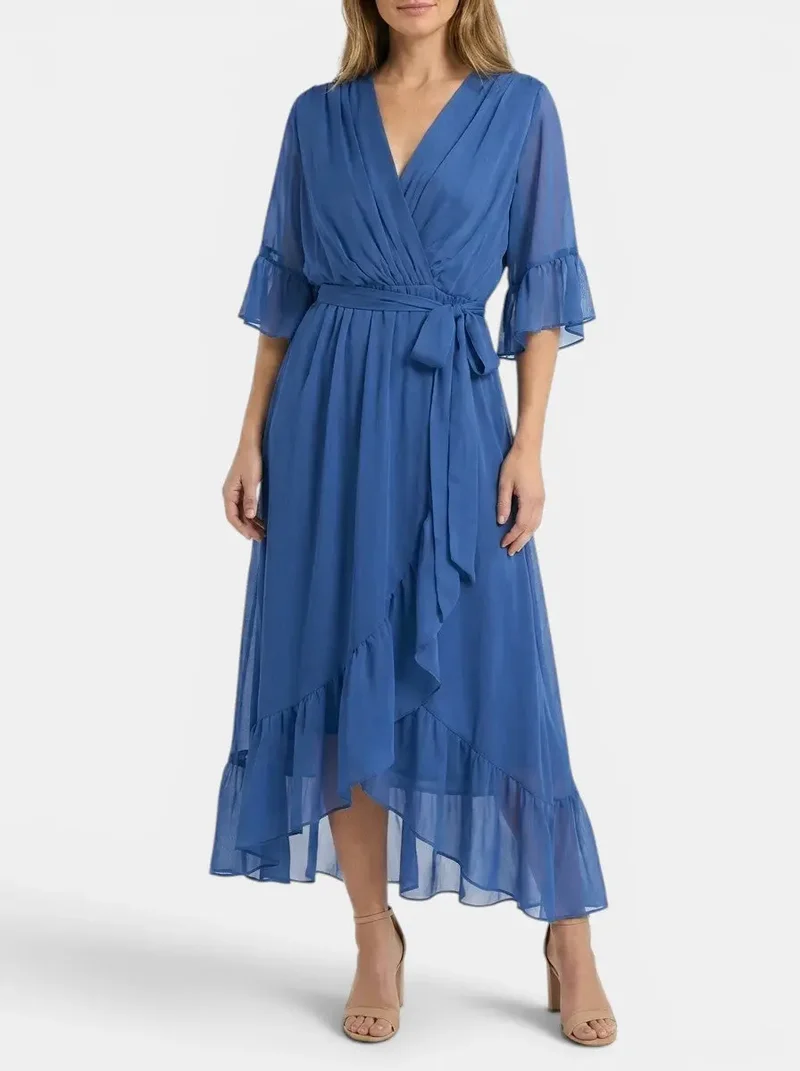 Women's Soft Fabric V-Neck Dress | Elegant Flattering Evening Gown