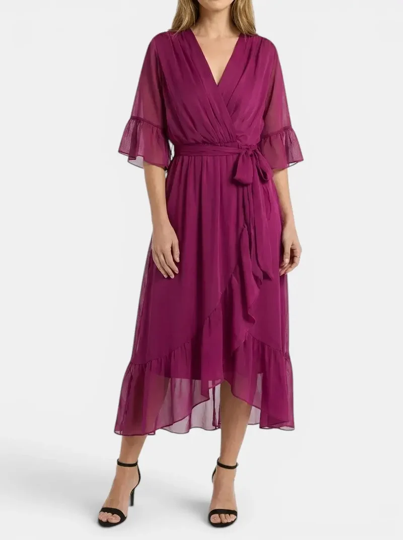 Women's Soft Fabric V-Neck Dress | Elegant Flattering Evening Gown