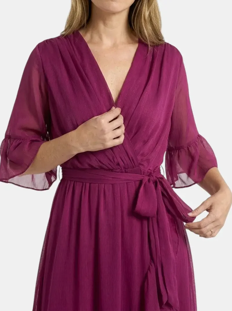 Women's Soft Fabric V-Neck Dress | Elegant Flattering Evening Gown
