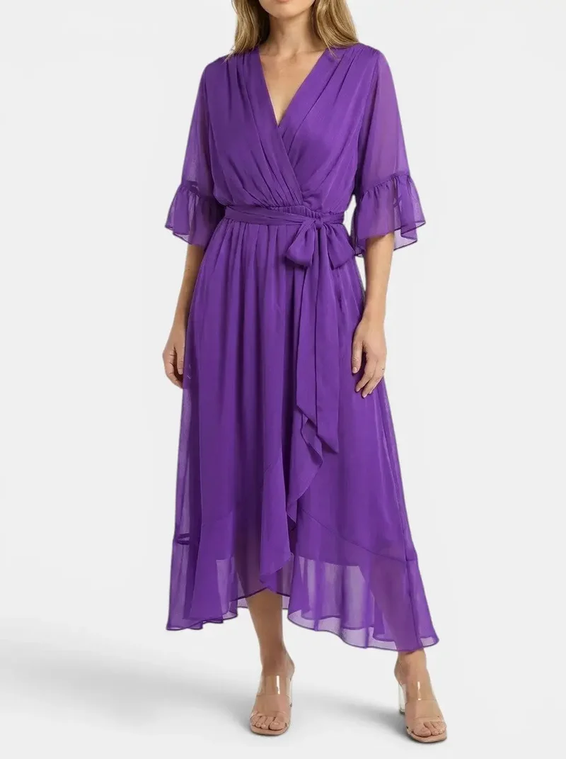 Women's Soft Fabric V-Neck Dress | Elegant Flattering Evening Gown