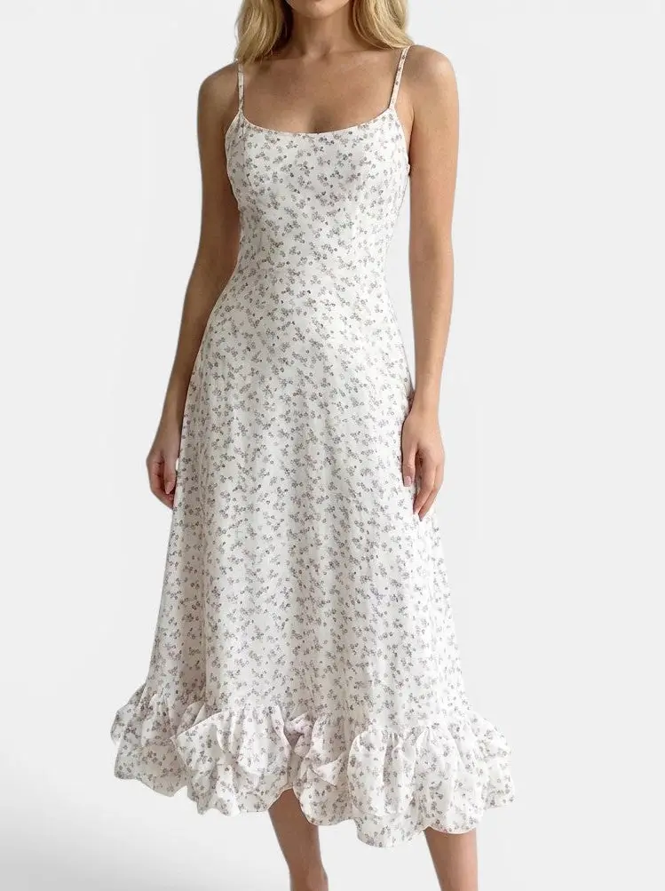 Women's Elegant Fabric Midi Evening Dress | Flattering Ruffle Design