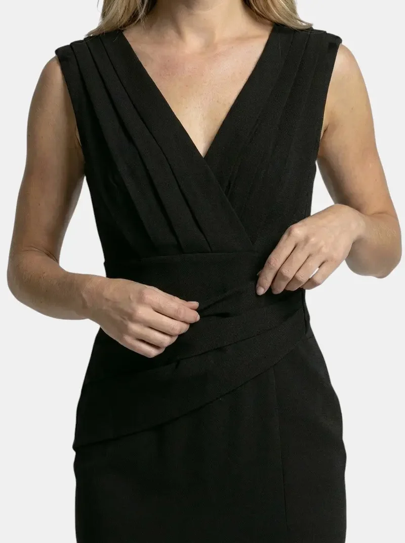 Women's Elegant Blend Midi Dress | Flattering V-Neck with Side Slit
