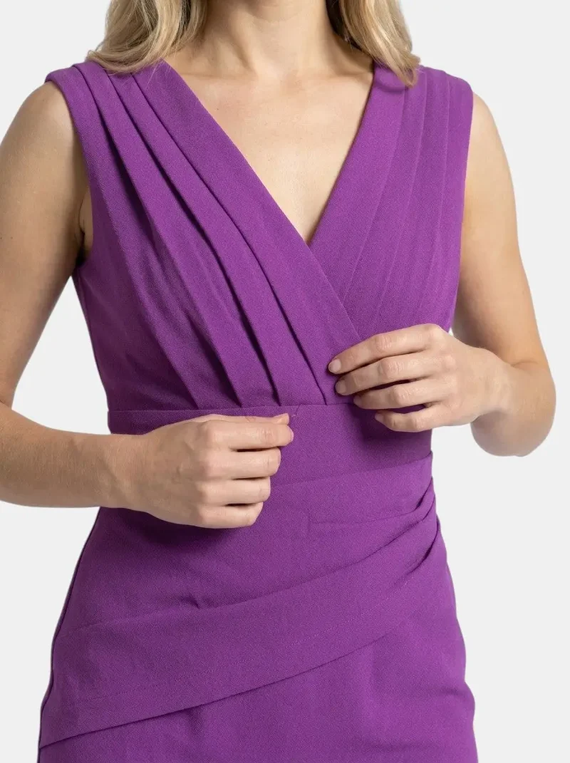 Women's Elegant Blend Midi Dress | Flattering V-Neck with Side Slit