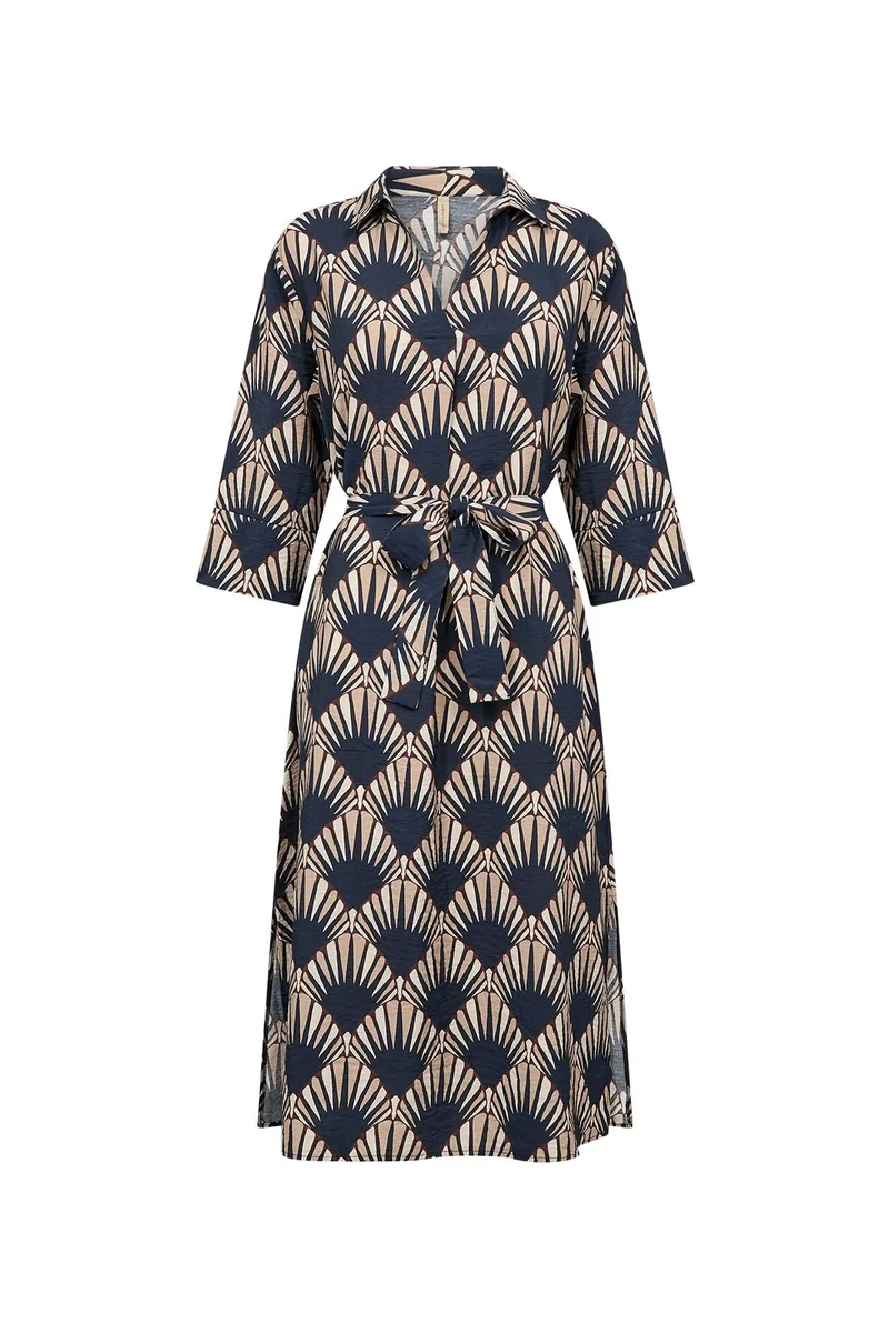 Robe Halin midi à imprimé graphique et ceinture