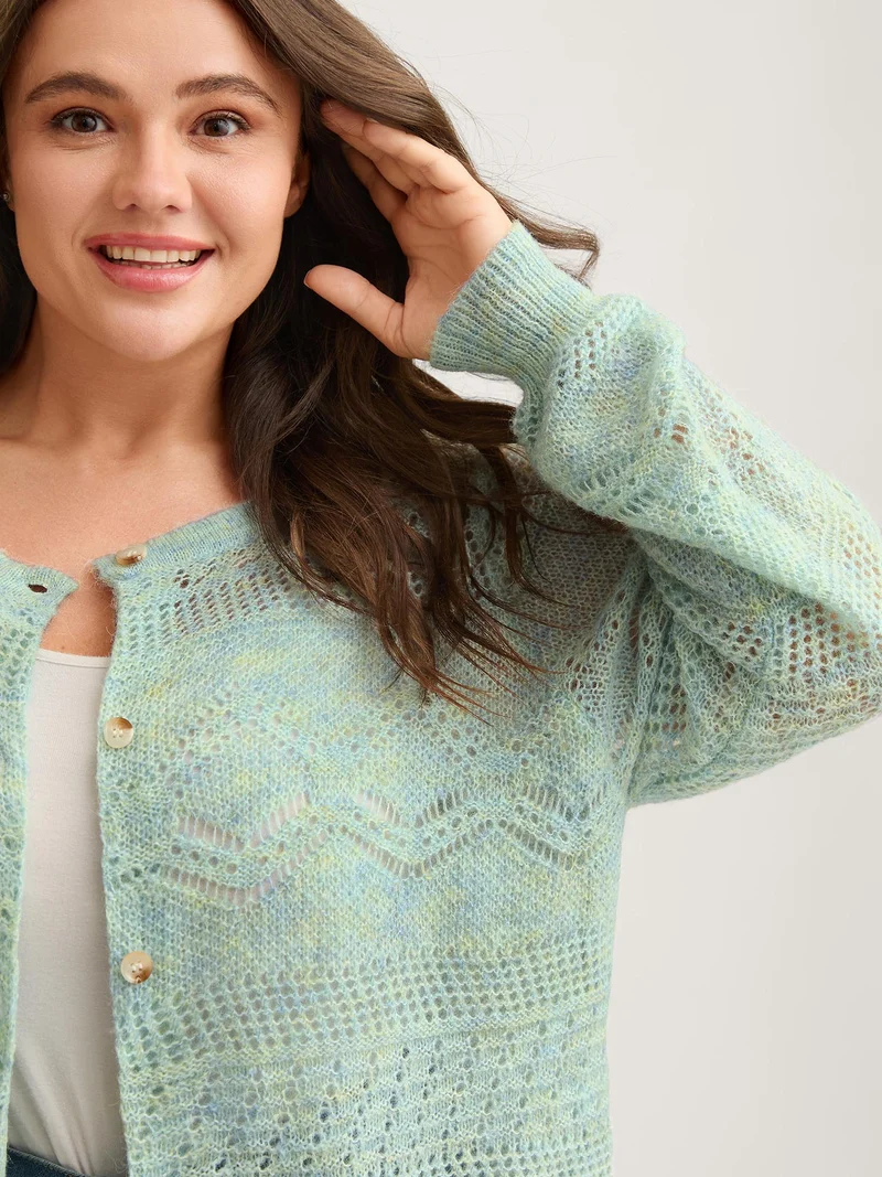 Textured Heather Button Front Knit Cardigan