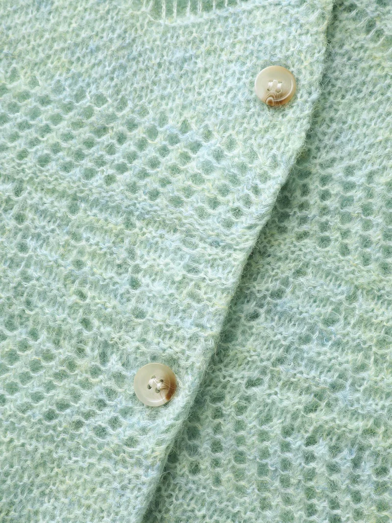 Textured Heather Button Front Knit Cardigan