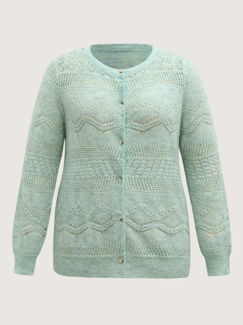 Textured Heather Button Front Knit Cardigan