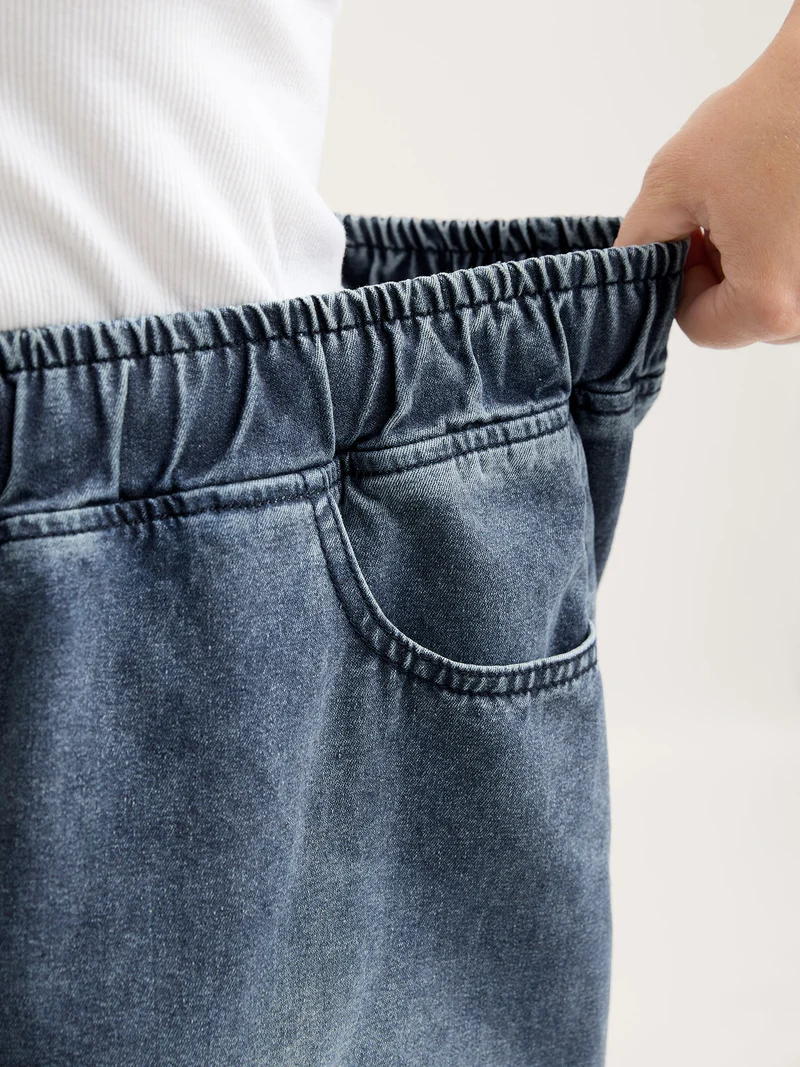 Elastic Band A-Line Denim Skirt