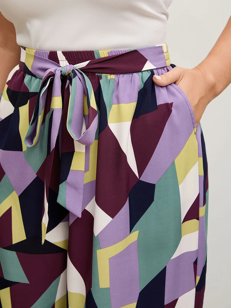 Colorful Geometry Waist-Tie Pants