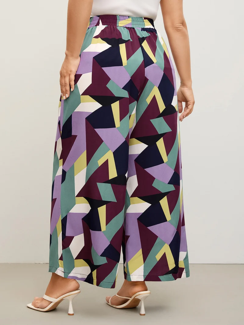 Colorful Geometry Waist-Tie Pants