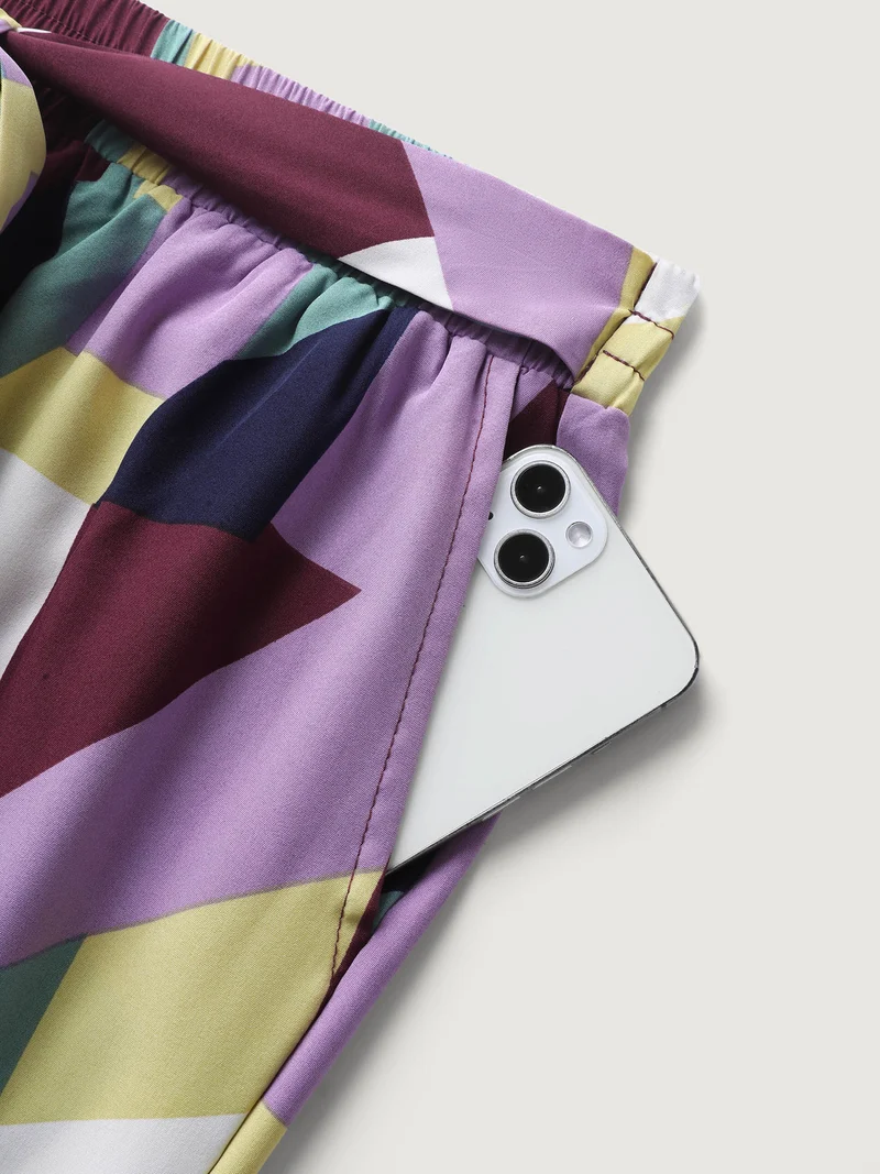 Colorful Geometry Waist-Tie Pants
