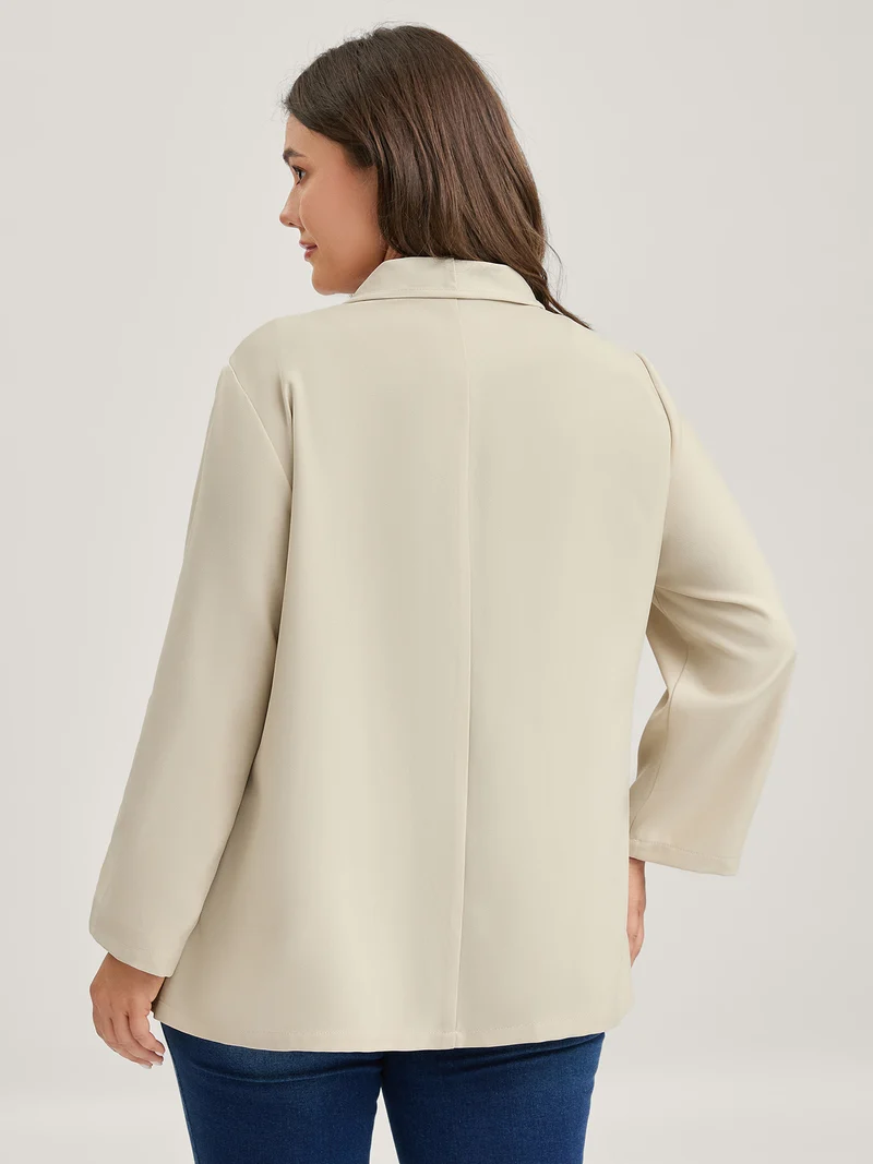 Tab Sleeve Open-Front Folded Hem Jacket