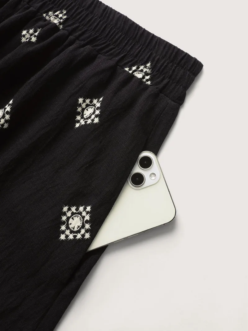 Boho Print Wide Waistband Maxi Skirt