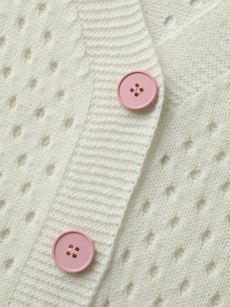 Floral Cut-Out Textured Knit Cardigan