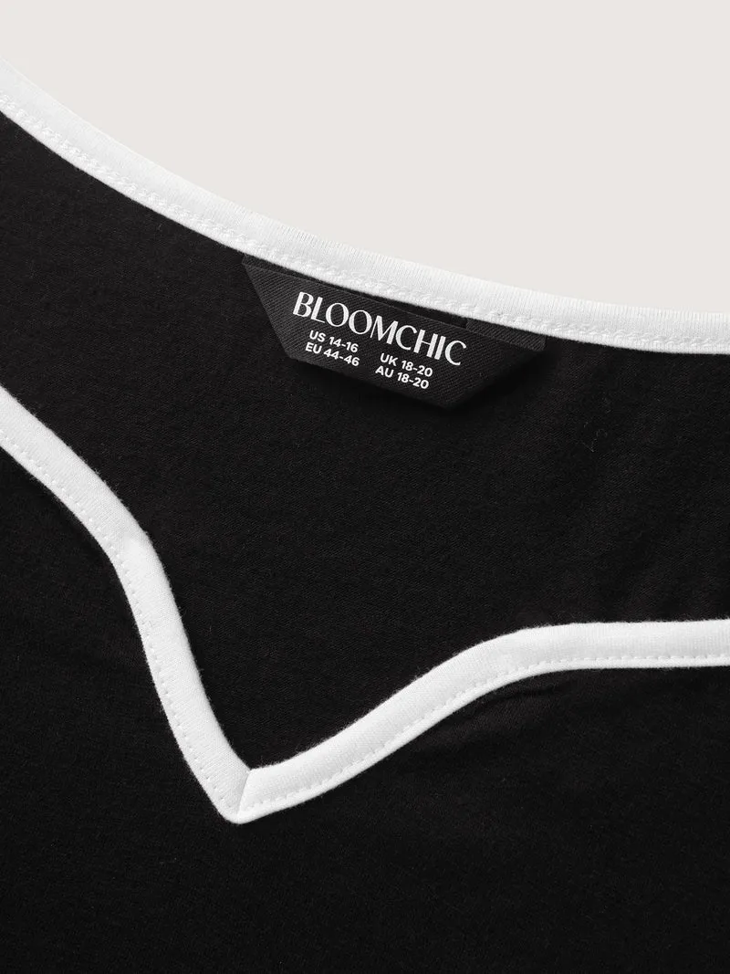 Color Contrast V-Neck Fitted Tank Top