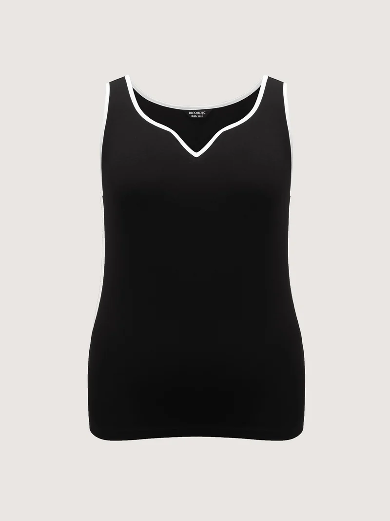 Color Contrast V-Neck Fitted Tank Top