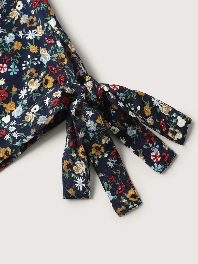 Supersoft Floral Print Pockets Notched Collar Midi Dress