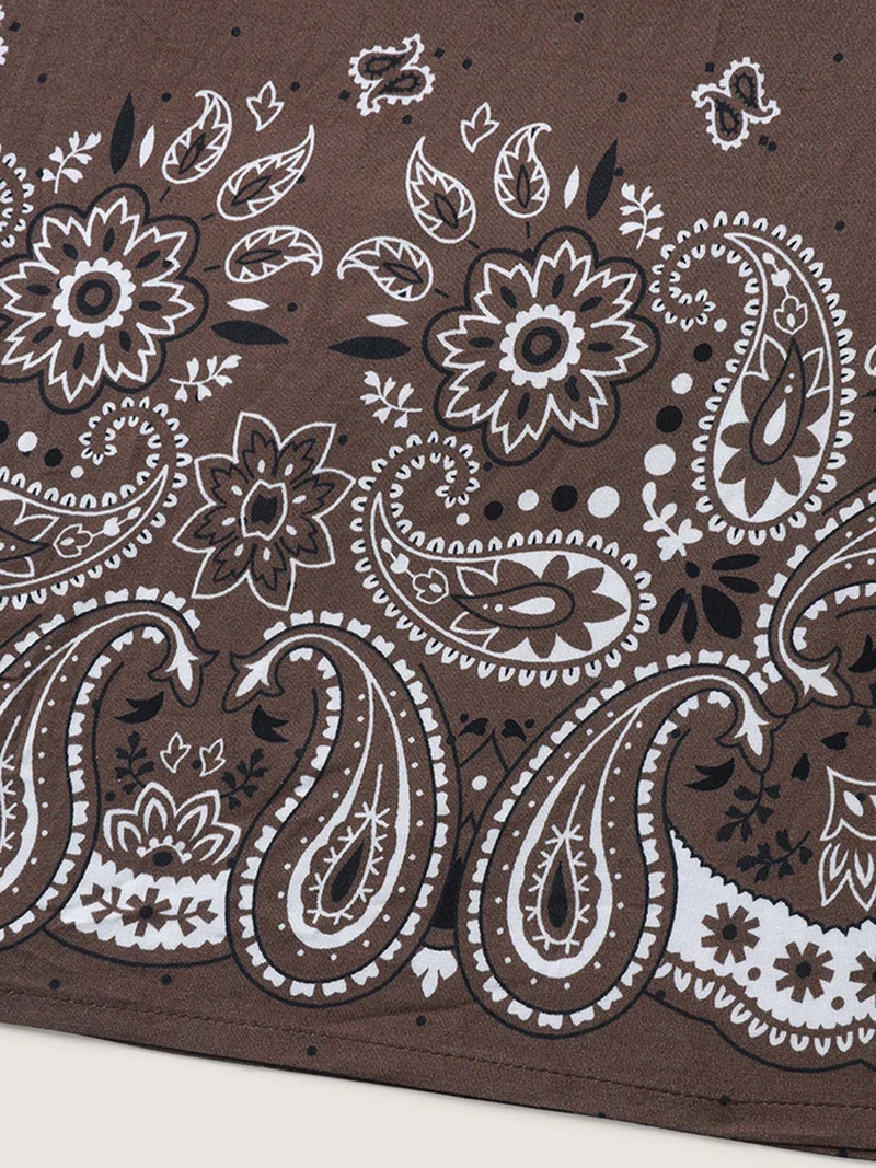 Paisley Print Belted Midi Skirt