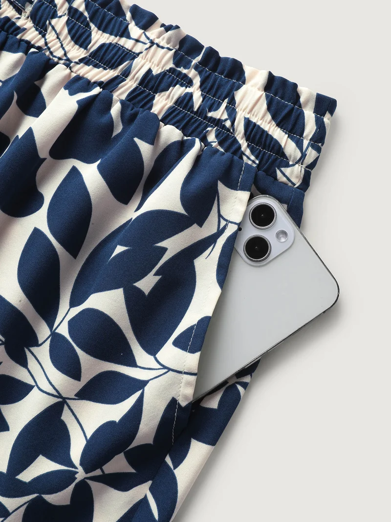 Silhouette Flower Waist-Tie Jogger Pants